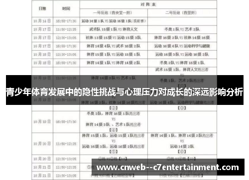 青少年体育发展中的隐性挑战与心理压力对成长的深远影响分析